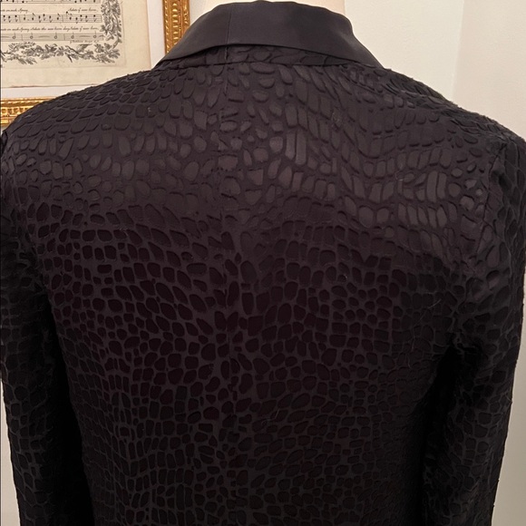 Vintage Haute Hippie Black Crocodile Pattern Silk Blend Blazer - Picture 5 of 9